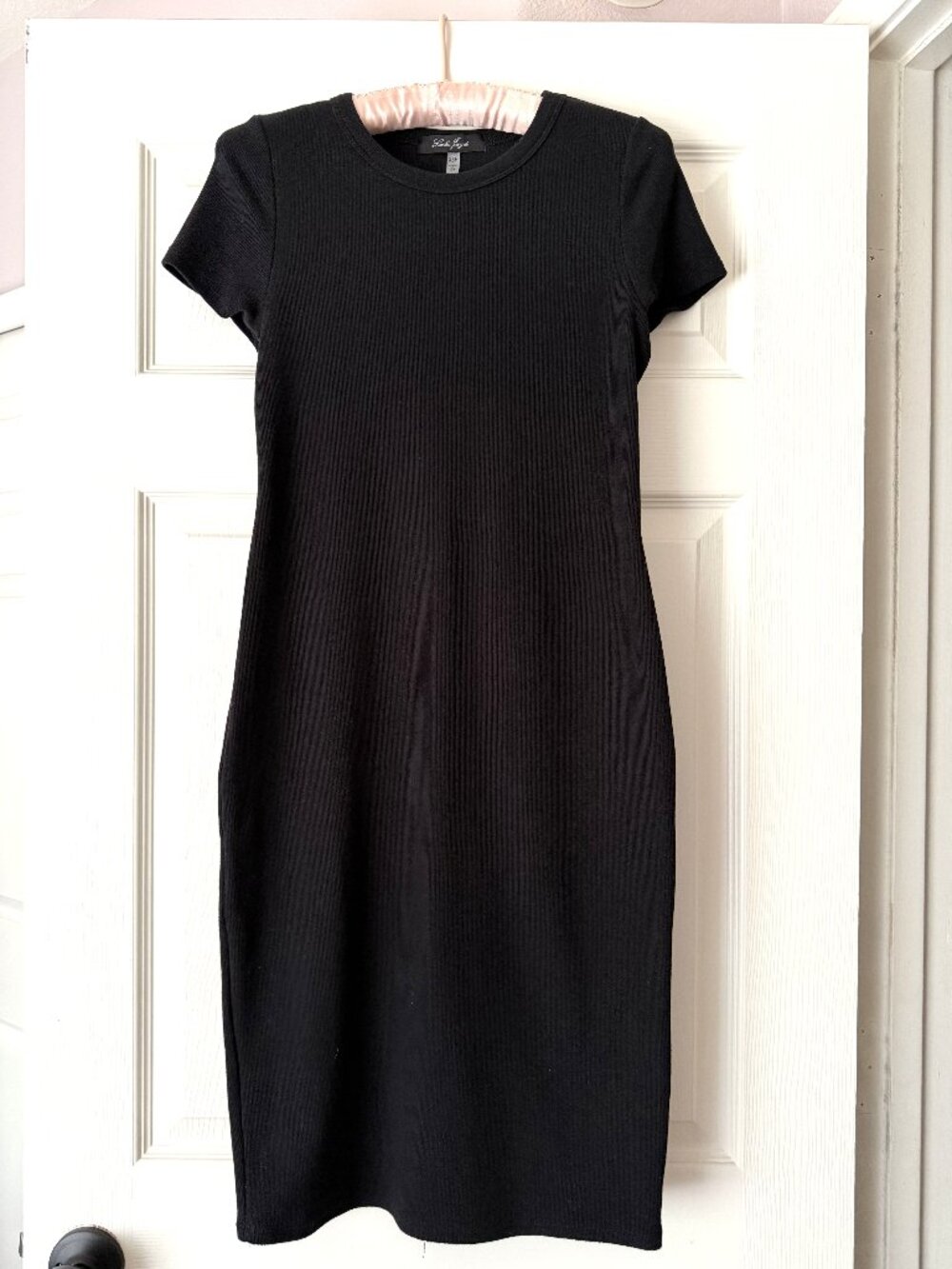 Laila Jayde Tobie Ribbed Midi Dress XSP Petite Black Made USA